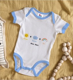 Resim Bitmeyenkartus Bk Kids Kişiye Özel Mavi Bebek Body Zıbın - Model 70 Çok Renkli 