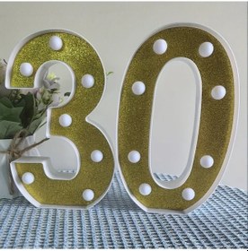 Resim Elmpaly 1 Adet Kalın Altın Rengi Led Işıklı Sayı Kombinasyonu 21 5 Cm Yükseklik 30 Yaş Sku Altın Parti Dekoru Pil İle Çalışır 