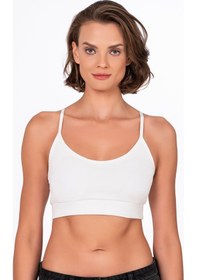 Resim Fitilli İnce Askılı Şekillendirici Spor Sütyeni, Sporcu Bustiyer B.k.m-beyaz Beyaz 