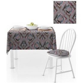 Resim Baklava Dilimi Desenli Pembe Mavi Dijital Baskılı Petek Dokuma Masa Örtüsü 120x140 