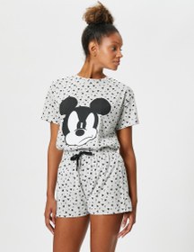 Resim Mickey Mouse Pijama Takımı Şortlu Lisanslı Baskılı 