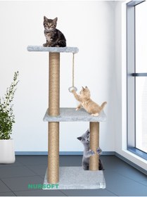 Resim Nursoft Üçlü Gri Stepli Kedi Tırmalama Tahtası 