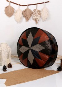 Resim Şok Fiyat Açılışa Özel %50 Off! Art Deco El Yapımı Hakiki Deri Orijinal Bohem Ottoman Puf Minder60cm 