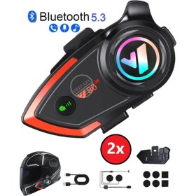 Resim Prepare 500 Mt Intercom 2 Eşleşmeli Kask Kulaklık Y-80PR Su Geçirmez Bluetooth Motosiklet Intercom Kulaklık 