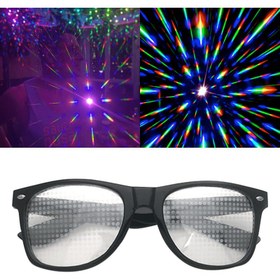 Resim Prizma Etkili Diffraksiyon Gözlükleri - Siyah Çerçeve, Işık Bükücü Lensler ile Partiler, Konserler ve Disko için - Reçetesiz, Dayanıklı, Şenlikli Aksesuar 