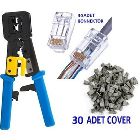 Resim Yeni Nesil Rj45 Ağ Pensesi + 30 Adet Jack + 30 Adet Kılıf 