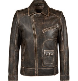 Resim Derimod Carter Erkek Kahverengi Biker Deri Mont 25WGD6490G6 