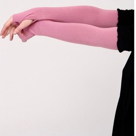 Resim Manolyaşal İslamic Hijab Parmak Geçmeli 45cm Likralı Penye Kolluk 1 Çift Pembe 