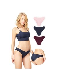 Resim Cottonhill Basic İz Yapmayan Lazer Kesim Kadın Bikini Külot 3'lü Paket - 5 Çok Renkli 4 Çok Renkli 