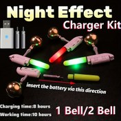 Resim 3 adet Balıkçılık Çubuğu Ucu Işık Şarj Kiti (2 Balıkçılık Çubuğu Ucu Işığı + CR425 Şarj Edilebilir Piller X2 + Şarj Cihazı) Gece Balıkçılığı saç tokası Yem Alarmı 