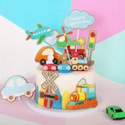 Resim 8 parça/takım Pasta süsleme Seti Uçak Bulut cupcake kartı Tren vagonu trafik lambası kartı 