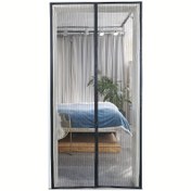 Resim 1 adet Çizgili Yumuşak Ekran Perdesi, Nefes Alabilen Sivrisinek Kovucu, Manyetik Kapanış, Temizlemesi Kolay, 91.44x208.28 cm Kapı için Uygun 