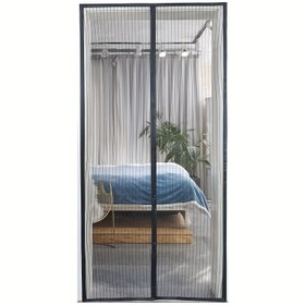 Resim 1 adet Çizgili Yumuşak Ekran Perdesi, Nefes Alabilen Sivrisinek Kovucu, Manyetik Kapanış, Temizlemesi Kolay, 91.44x208.28 cm Kapı için Uygun 