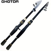Resim Karbon Fiber Teleskopik Olta 160 180 210 240 - Ultra Hafif Döner Döküm Olta, Siyah, 10-30g Yem Ağırlığı, Seyahat ve Jigging için İdeal 
