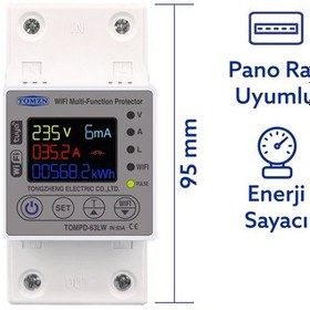 Resim Tomzn Kaçak Akım Koruma Rölesi Ve Yüksek Voltaj Ve Akım Koruyucu Röle 63A Wifi Özellikli Devrim 