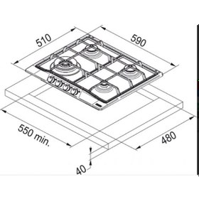 Resim Franke Classicline FCH 604 4G TC ON Nero Ankastre Ocak 