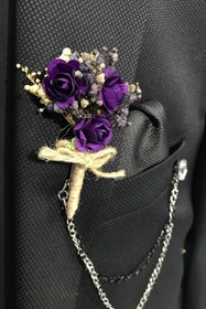 Resim Limelia Mor Yaka Çiçeği Damat ve Sağdıç Yaka Çiçeği 1 Adet 