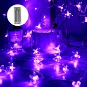Resim 20/40 LED Mor Kiraz Çiçeği Işıklı Dizisi - Pil ile Çalışan, Romantik Yatak Odası için Sıcak Parıltı, Bahçe, Veranda Dekoru | Noel, Sevgililer Günü, Yeni Yıl ve Tüm Kutlamalar için Mükemmel, Romantik Atmosfer | Şık Işık Dekoru | Uzaktan Kumandalı Işıklar, Dekoratif Işıklar 