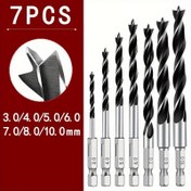 Resim 7 adet/takım 3/4/5/6/7/8/10 mm 1/4 altıgen saplı üç noktalı ahşap işleme matkap ucu konumlandırma delme aracı, Ahşap, Plastik, Karton ve Bambu için uygun 