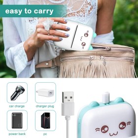 Resim Technom Yeni Nesil Kablosuz Bluetooth Mini Taşınabilir Termal Fotoğraf Resim Etiket Yazıcı 