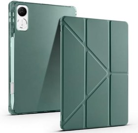 Resim Kilifplus Honor Pad V9 ile Uyumlu Kılıf Tri Folding Silikon Kalem Bölmeli Katlanabilir Standlı PU Deri Yumuşak Kapak, Tablet Kılıfı [Akıllı Kapak, Uyku Modlu] - Koyu Yeşil 