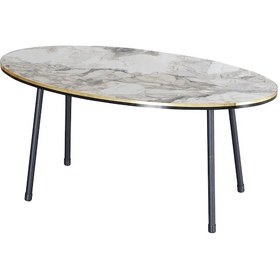 Resim Uslucan Alışveriş Orta Sehpa Elips Siyah Metal Ayak Çift Altın Efes Çok Renkli 