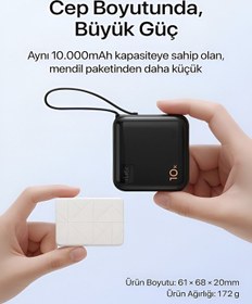 Resim 10000mah Dijital Göstergeli Type-c Kablolu/girişli 20w Hızlı Şarjlı Powerbank - Siyah siyah 