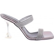 Resim Dgn 5155-23y Kadin Şeffaf Simli Bantli Topuklu Terlik 5155-2271-R13773 Platin 