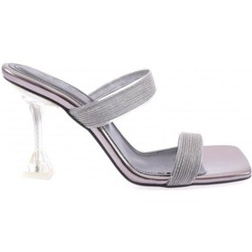 Resim Dgn 5155-23y Kadin Şeffaf Simli Bantli Topuklu Terlik 5155-2271-R13773 Platin 