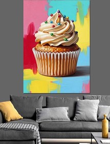 Resim Kremalı Cupcake Tatlı Posteri Dekoratif Kanvas - Mdf Ahşap Tablo 