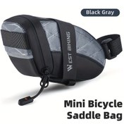 Resim Tongdashop West Bıkıng Siyah Gri Mini Bisiklet Sele Çantası 10.14oz Büyük Kapasiteli 3d Tasarım Mtb Yol Katlanır Bisiklet Siyah Gri 
