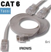 Resim Irenis CAT6 Kablo Yassı Ethernet Network Lan Ağ İnternet Kablosu 15 M Gri 