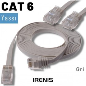 Resim Irenis CAT6 Kablo Yassı Ethernet Network Lan Ağ İnternet Kablosu 15 M Gri 
