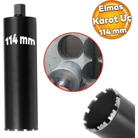 Resim Badem10 Elmas Karot Ucu 114 mm Shun Beton Zemin Duvar Delme Delik Açma Panç Aparat Uç Deprem Numune Al Test 
