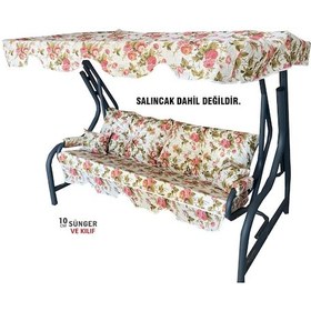 Resim 3 Kişilik Lüks Vip Düğmeli Salıncak Minderi Ingiliz Gülü Bahçe (552012618) 