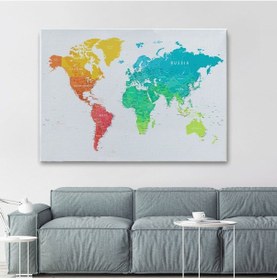 Resim Es10 BOXING065 Dünya Haritası Dekoratif Kanvas Tablo 1108 (95 x 165) 