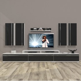 Resim Decoraktiv Ekoflex 8d Mdf Tv Ünitesi Tv Sehpası - Beyaz - Siyah 