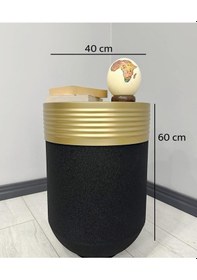 Resim Elegant Dekoratif Eskitme Darbuka Siyah Sehpa 60cm 