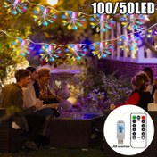 Resim 50LED/100LED USB Güçlü Havai Fişek Işık Zinciri, Uzaktan Kumandalı Dış Mekan Bahçe Dekorasyonu Asma Işık, 8 Aydınlatma Modu, Mükemmel Noel, Yılbaşı, Düğün, Parti Atmosfer Işığı - Avlu, Bahçe, Peyzaj Dekorasyonu İçin Uygun 