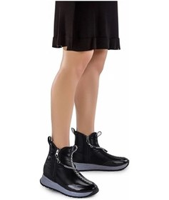 Resim Feles Dalgıç Kumaş Özel Tasarım Fermuarlı Kadın Bot Kar Botu 001 