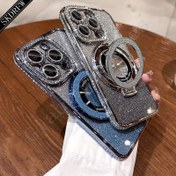 Resim Rhinestone Frame TPU Telefon Kılıfı, Manyetik Kickstand ile, Tam Vücut Koruma, IPhone 15 14 13 12 11 Pro Max için Uygun 