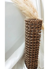 Resim Egindra Trendev Metal Tel Gold Halat Örgülü Özel Tasarım Pampas Vazosu 50 Cm Gold Renk 