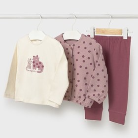 Resim Mayoral Pembe Kız Bebek 3 Parça Puantiyeli Takım 2743 Pembe 