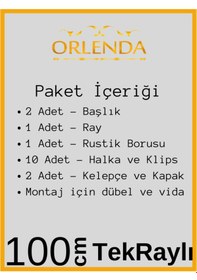 Resim Rustik Perde Askısı Krem 100cm - Ahşap Rustik Krem 