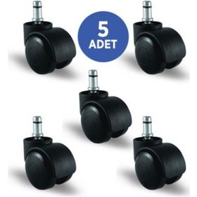 Resim Yelbey 5 Adet Pimli Mobilya Tekerleği Koltuk Tekeri, Çap:5 Cm Geniş Tip 