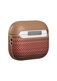 Resim Apple Uyumlu AirPods Pro 3 Kılıf Aramid Fiber Pitaka Tactile Woven Sunset-moonrise Serisi Kapak Kahverengi Kahverengi 
