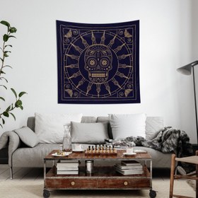 Resim Mexican Skull Deep Blue Mandala Duvar Örtüsü - 160 cm x 160 cm 