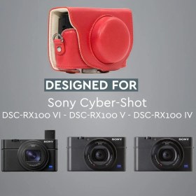Resim MegaGear Sony Rx100VI, Rx100V, Rx100IV Suni Deri Kamera Çantası 