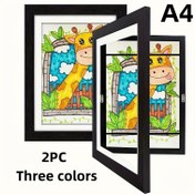 Resim 2 adet Sanat Gösterim Çerçevesi, Ön Açılır Manyetik Kapaklı Ahşap Flip-Top Çerçeveler, Projeler, Ev ve Ofisler için Uygun (Beyaz, Siyah ve Doğal Ahşap Renklerde Mevcuttur) 