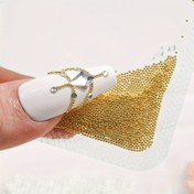 Resim Mini Tırnak Sanatı Boncuk Seti - 10g/paket Altın Yuvarlak Paslanmaz Çelik Metal Mikro Havyar Topları DIY Manikür ve Pedikür Süslemeleri için 